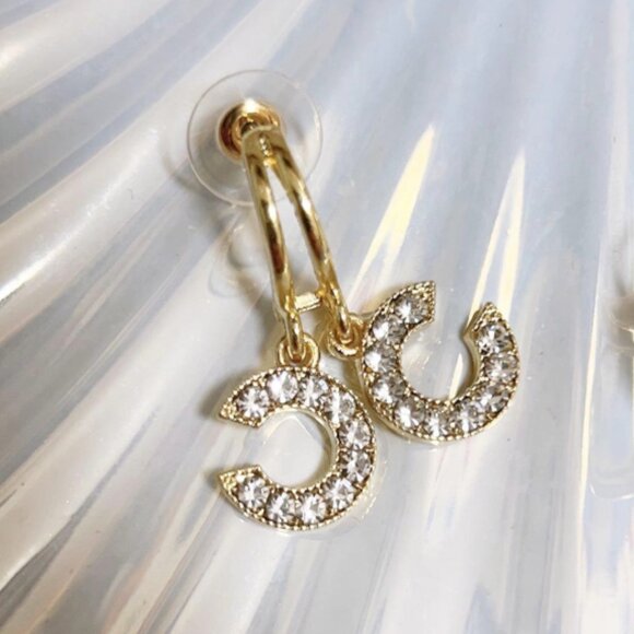 Crystal Double-C Drop Earrings | 14K Gold Filled over Sterling Silver - Picture 2 of 4